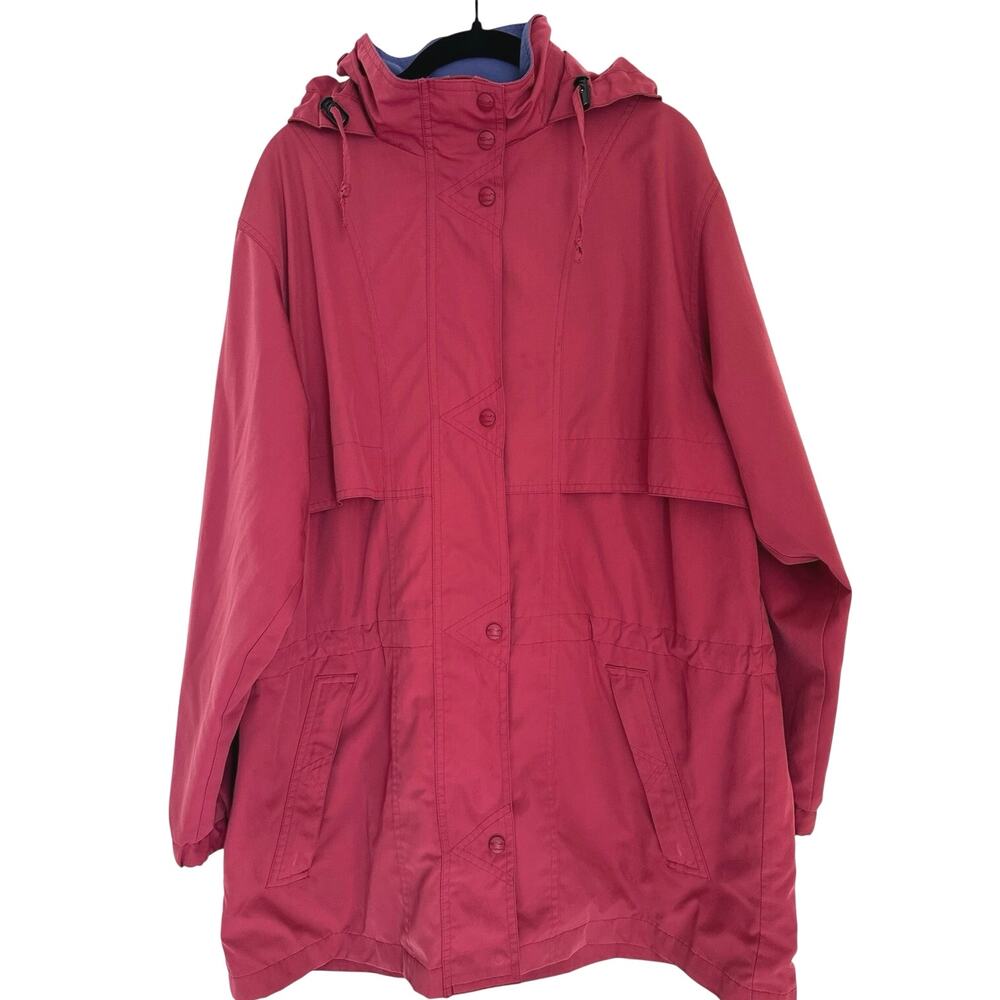 Vintage L.L. Bean Women’s Hooded Jacket – Red / Coral – Large – Polyester Shell